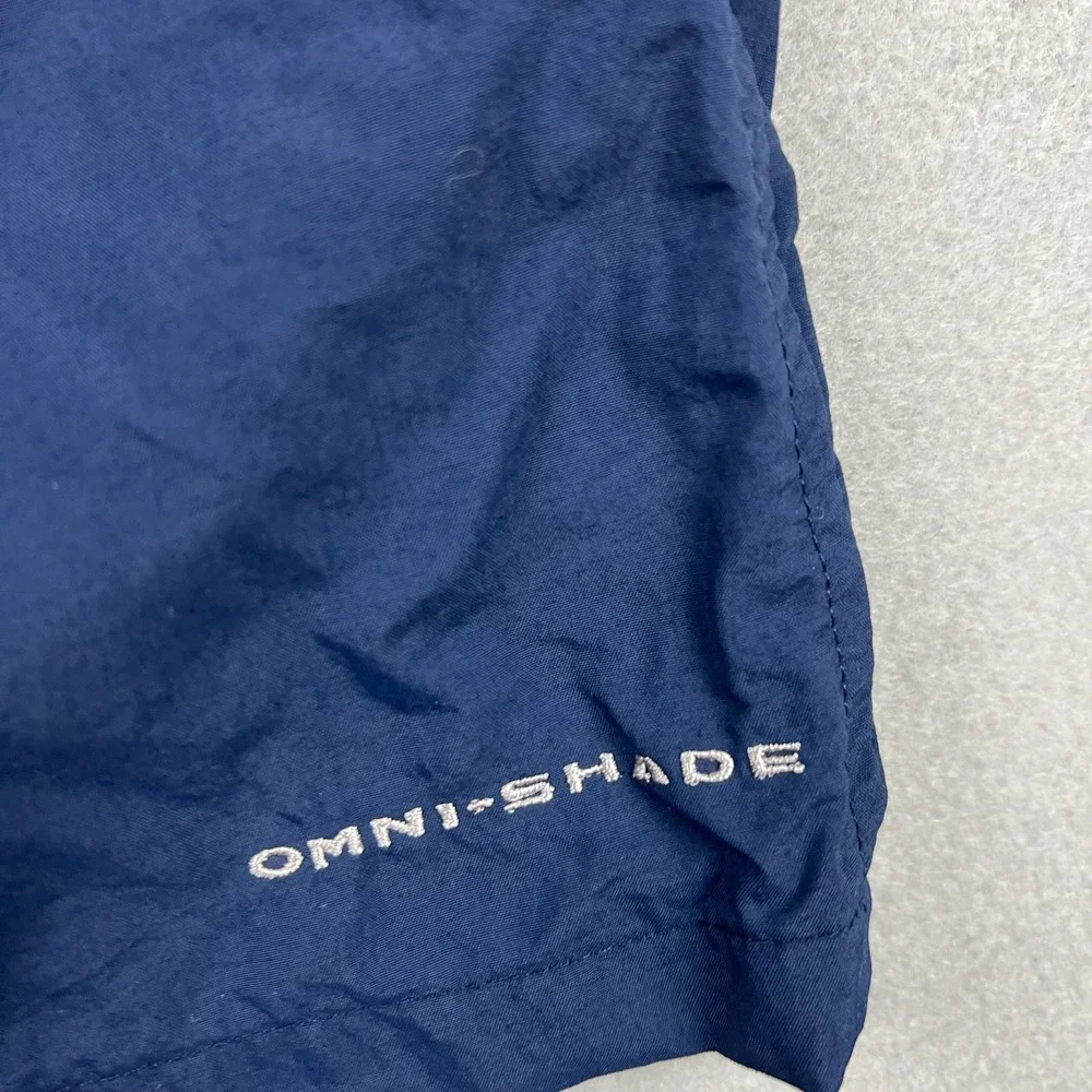 Columbia Mens Medium Navy Blue PFG Omni-Shade Fishing Shorts FM4009 Nylon Mesh